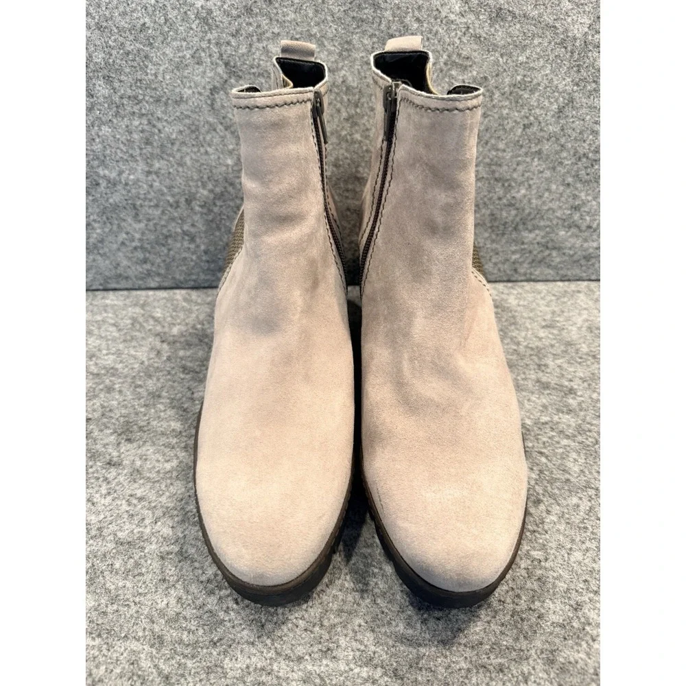 Gabor Womens Tan Suede Side Zip Wedge Ankle Boots‎ Booties sz US 9.5